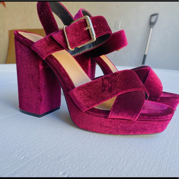 Shoes - Chunky Velvet Heels